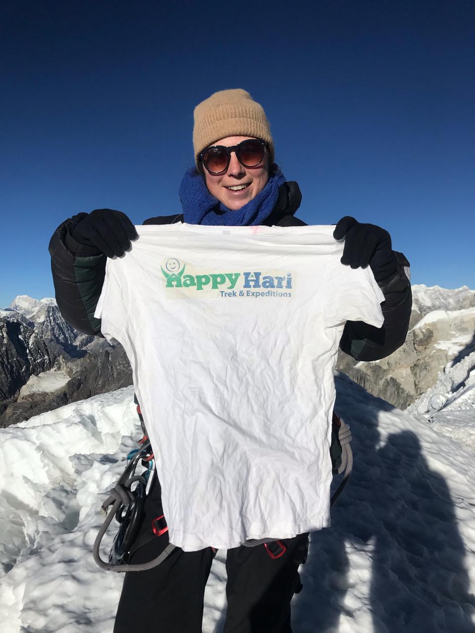 Happy Hari climber at Lobuche summit